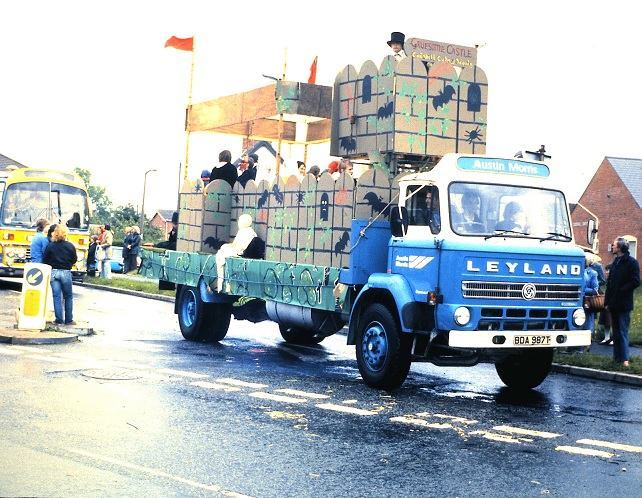 Catshill carnival 1981 Leyland lorry carrying a Catshill Cubs and Scouts - Draculars CastleDawn