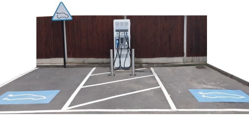 Vehicle charging point in Catshill car park