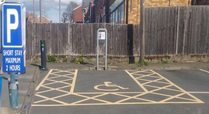 Disabled users parking bay in Catshill car park