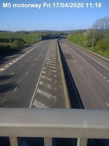 Image of the M5 motorway on April 17th 2020 - no vehicles at all during COVID lock-down. Very eeiry
