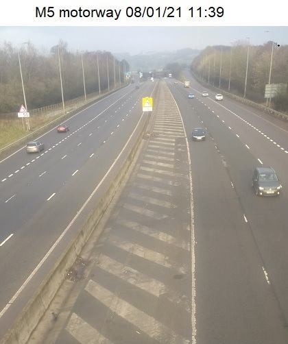 Image of the M5 motorway on January 8th 2021 - not very busy, but moving.