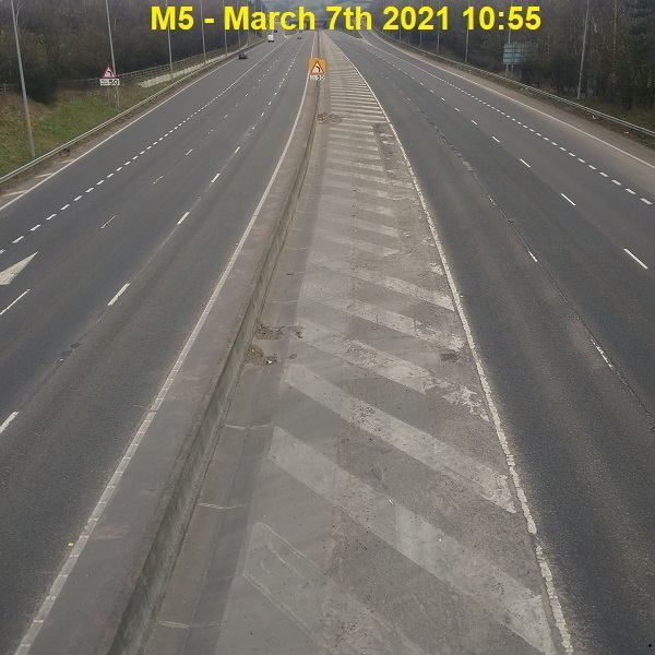 Image of the M5 motorway on Marh 7th 2021 - almost empty due to 2nd COVID lockdown.