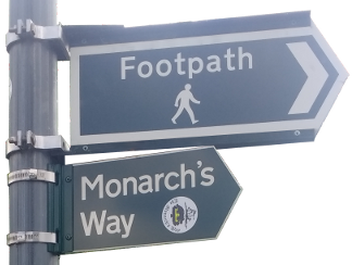 Road signs marking Monarchs way footpath
