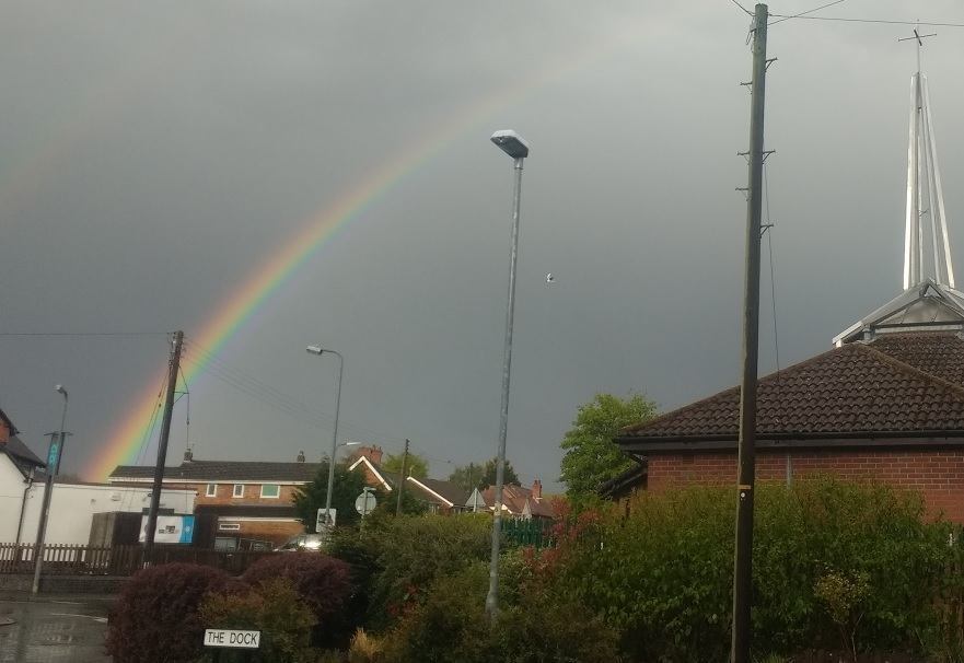 Photo of a rainbow over Catshill