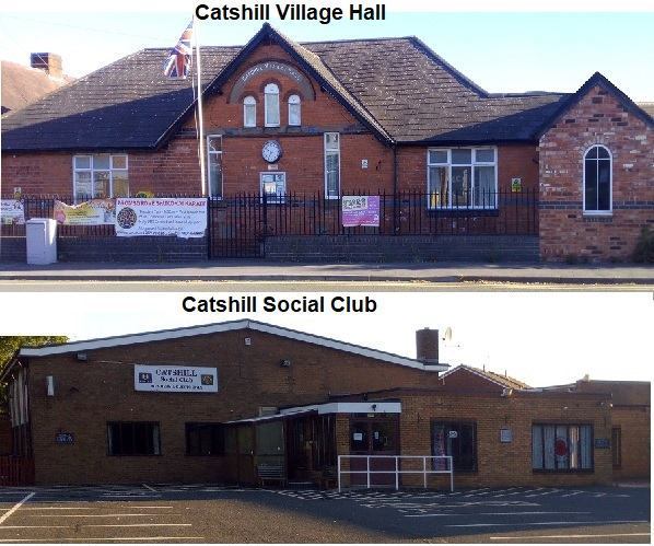 Catshill village hall and Catshill Social club buildings.