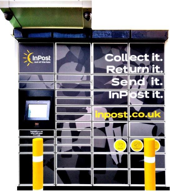 Inpost collection point, with slogan "Collect it. Return it. Send it. Inpost it."